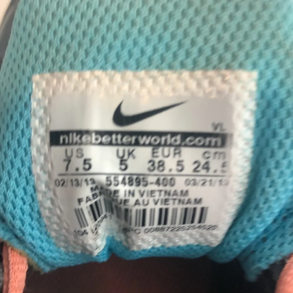 Nike Lunaforever running shoes in dark grey blue peachy colors side swoosh